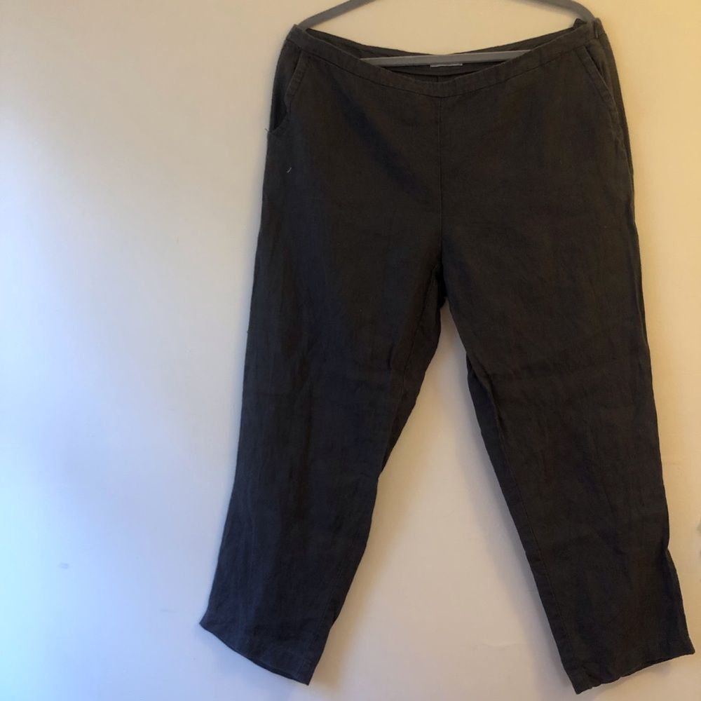 Eileen Fisher Dark Gray Linen Pants (PL)